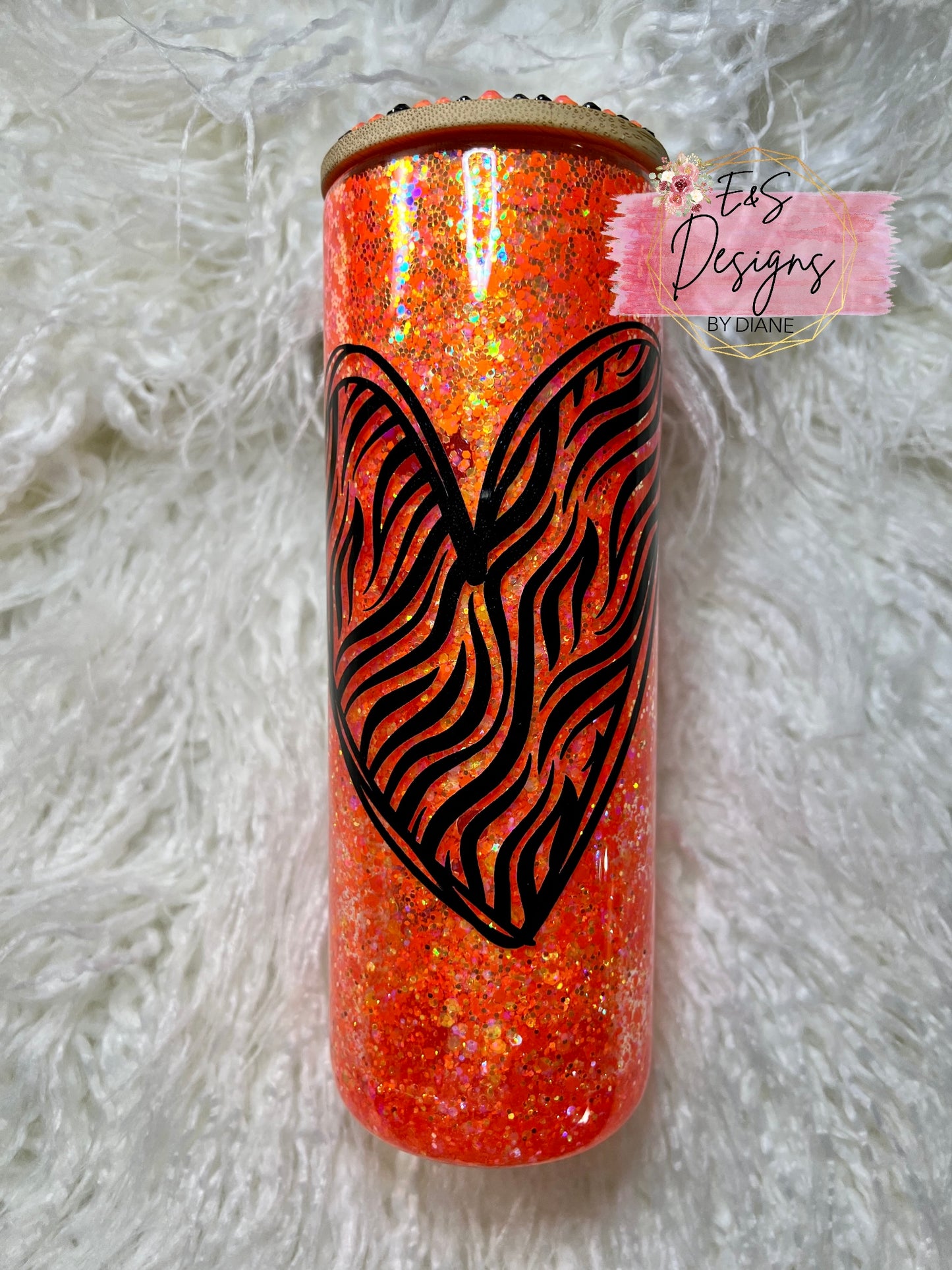 Orange and Black Glass Tumbler