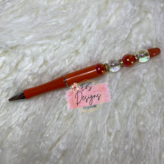 Orange 12mm Beaded Pen