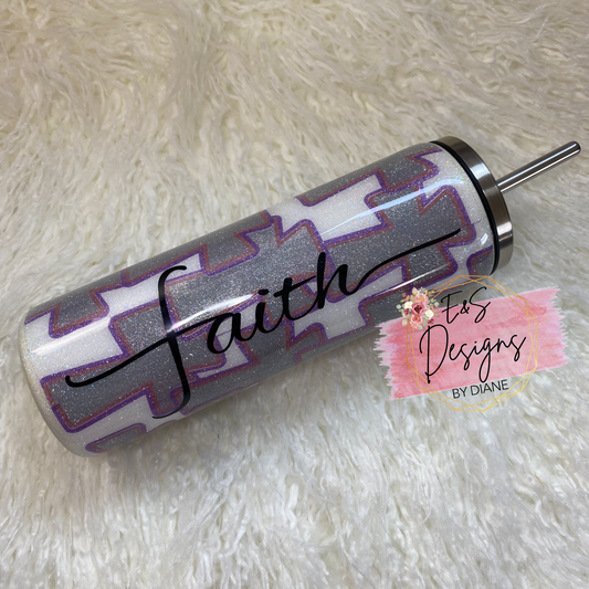 Faith Glitter Burst Tumbler