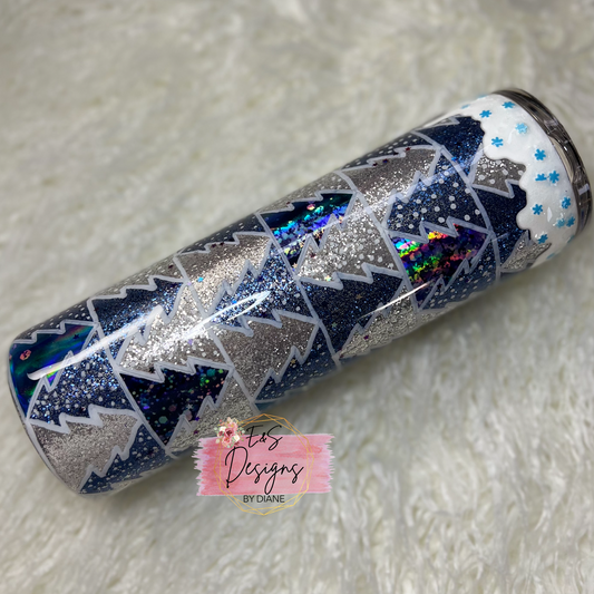 Blue Christmas Trees Tumbler