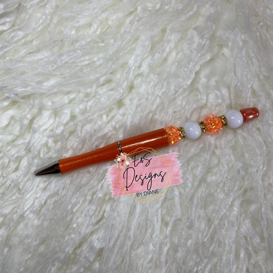 Orange 12mm Beaded Pen