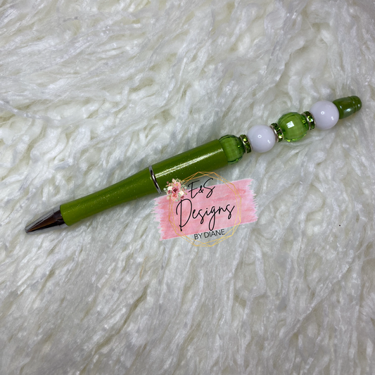 Olive Green 12mm Beaded Pen