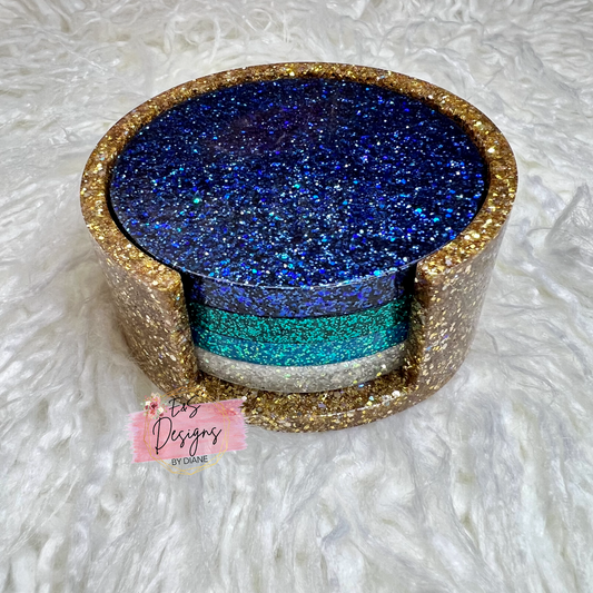 Beach Theme Resin Coasters with holder