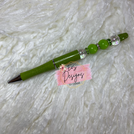 Olive Green 12mm Beaded Pen