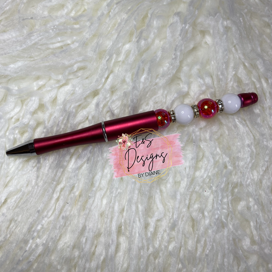 Red 12mm Beaded Pen