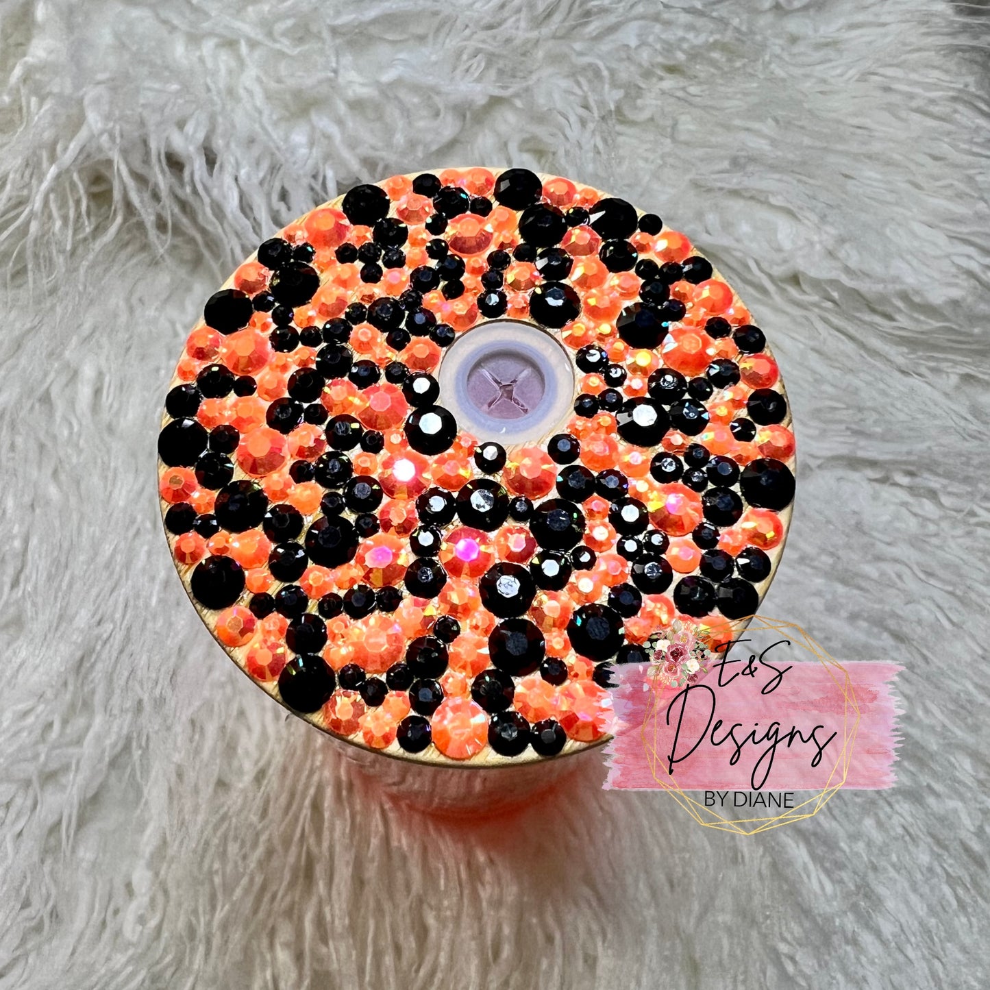 Orange and Black Glass Tumbler