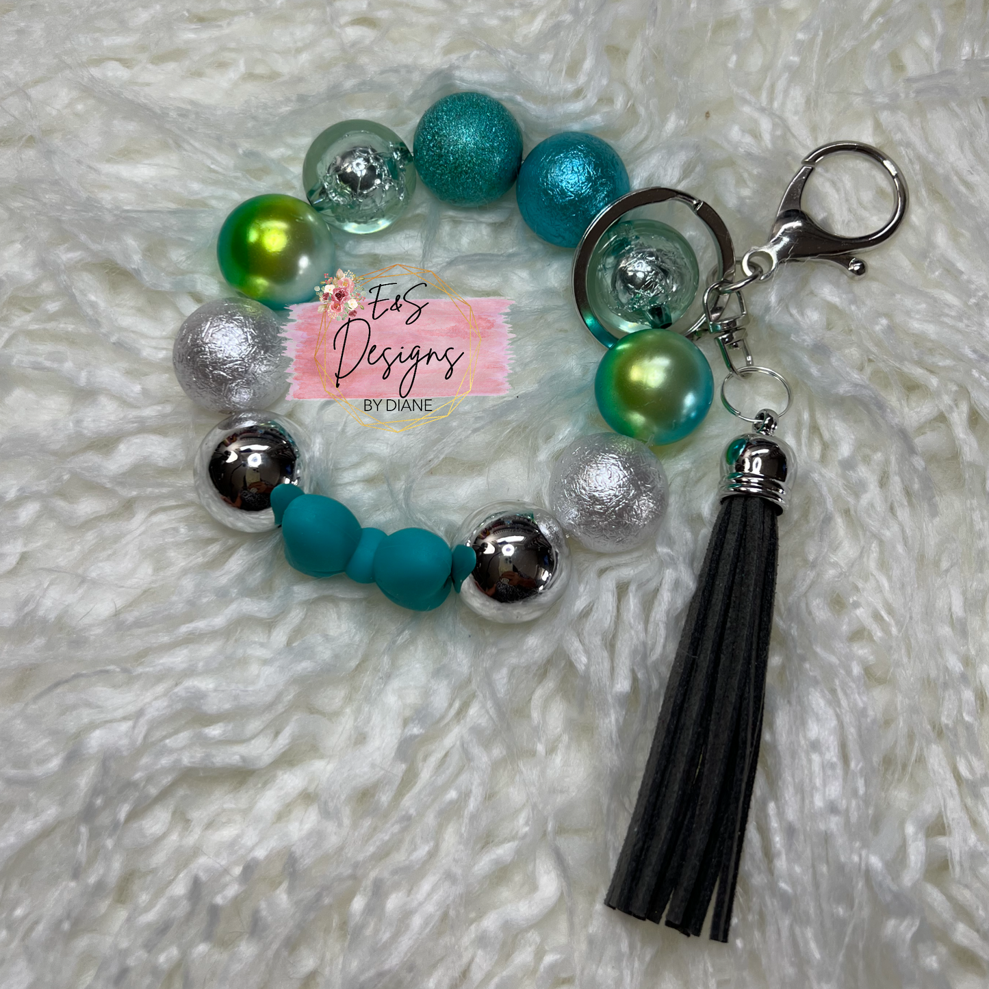 Teal Bow Wristlet Keychain