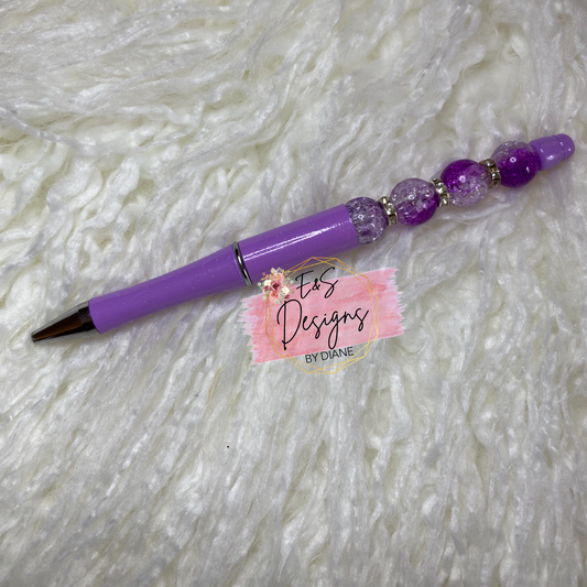 Purple 12mm Beaded Pen