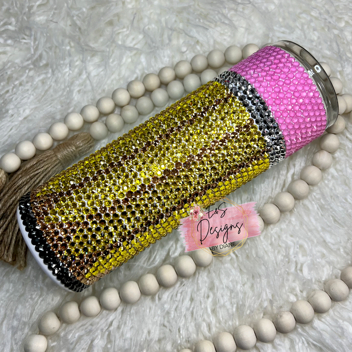 Pencil and Paper Rhinestone Tumbler