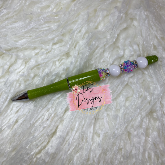 Olive Green 12mm Beaded Pen